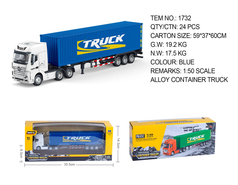 Huina 1732 Static Semi-alloy container truck