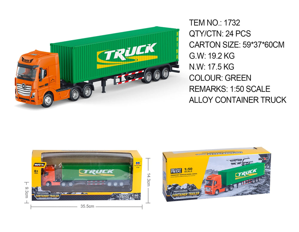 Huina 1732 Static Semi-alloy container truck