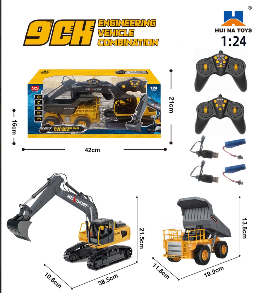 Huina Kaliwoer 13556 RC Excavator and Dump Truck Set