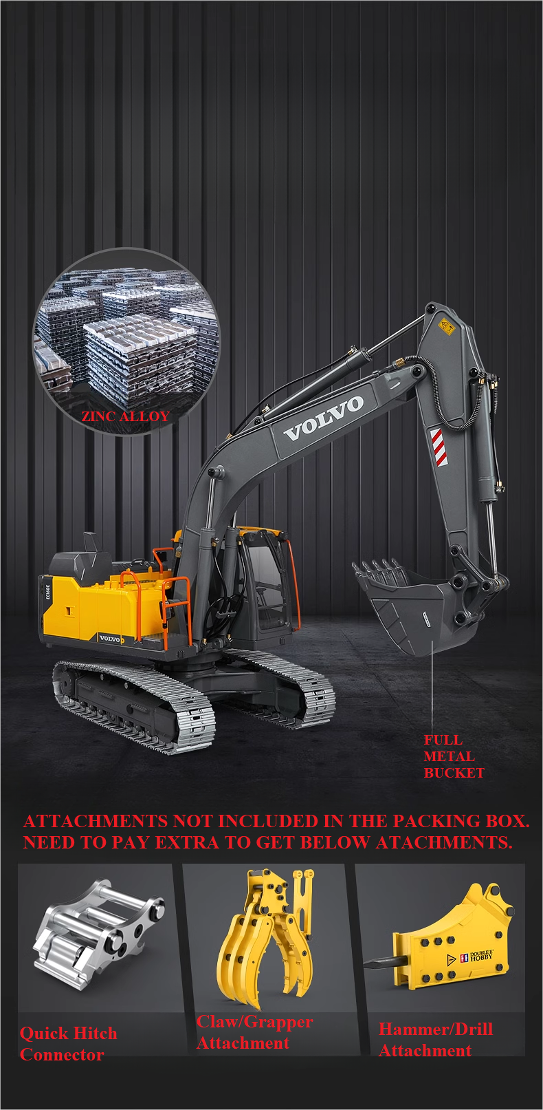 DOUBLE E VOLVO E111 RC Excavator (2026 Model) (Double E) – Heavy Duty RC