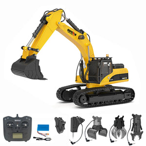 HUINA RC Excavator 4種類パーツ付き HUINA 1:14 22CH 2.4G RC Excavator Model 4-in-1 Alloy Remote